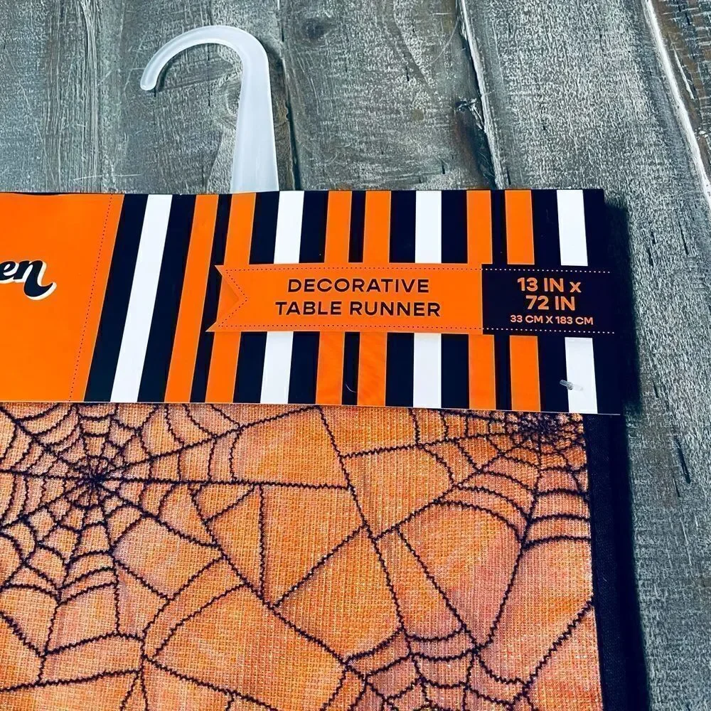 Halloween Spiderweb Shimmering Table Runner Decor